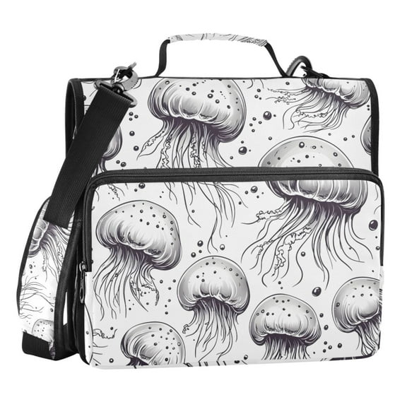ALAZA Zipper Binder Jellyfish 3 Ring Trapper Keeper File Folder Organizer Bag