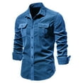 thumbnail image 1 of Babysbule Chemises pour Hommes en Coton Côtelé à Manches Longues Col Rabattu Ajusté Décontracté, 1 of 2