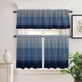 thumbnail image 6 of Navy Blue Curtain Valances Set Gradient Diamond Plaid Kitchen Curtains 36&nbsp;inch Length Rod Pocket Valance and Tiers 3 Piece Set Small Bedroom Bathroom Laundry Decor, 6 of 9