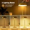 thumbnail image 2 of NATYSWAN Cordless Table Lamp Rechargeable,Battery Operated LED Gold Desk Lamp 3 Way Dimmable Touch Nightstand Mushroom Lamp for Dorm Home Bedroom Office, 2 of 9