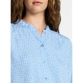 thumbnail image 5 of Time and Tru Women's Ruffle Button Down Blouse with Long Sleeves, Sizes XS-XXXL, 5 of 6