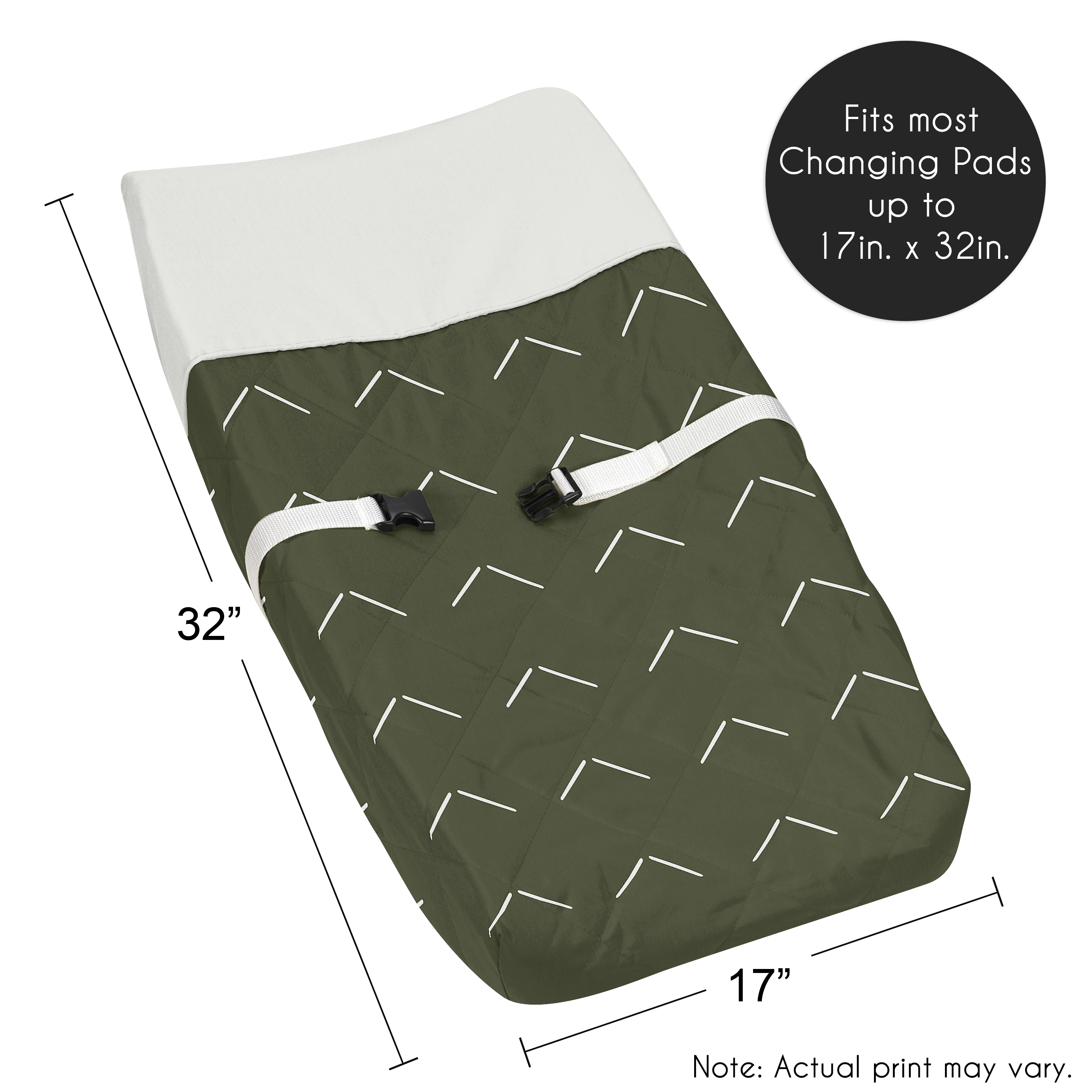 Sweet Jojo Designs Diamond Tuft Dark Green and Ivory Changing Pad Cover