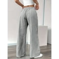 thumbnail image 6 of Women'S Striped Wide Leg Lounge Wear Pants Elastic Waist High Waisted Trousers with Pockets Grey L, 6 of 9