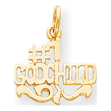 Godchild Gift - Leslies Fine Jewelry Designer 10k Yellow Gold #1 Godchild (16x20mm) Pendant Gift Box Included