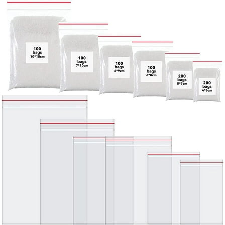 800 Pieces Small Ziplock Bags Clear Jewelry Bags 4 Assorted Sizes, 1.6 x 2.4/2 x 3/2.5 x 3/2.5 x 3.5/3 x 4/4 x 6 Inch, Resealable Mini Ziplock Bags Lock Seal Zipper Sample Bags for Beads Jewelry Food