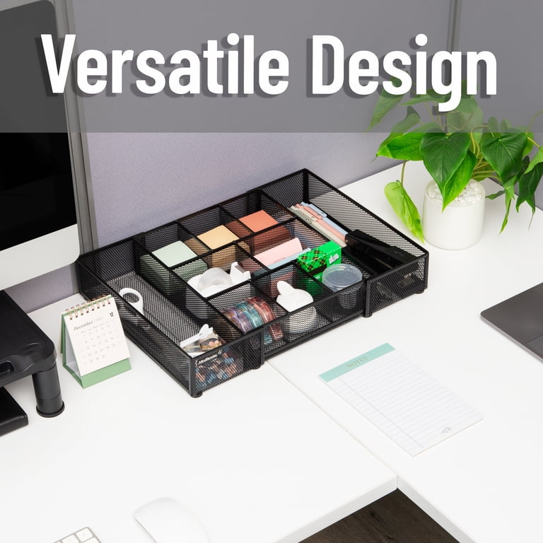 Mind Reader Expandable Mesh Desk Drawer Organizer, Black photo 5
