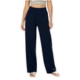 thumbnail image 2 of DYTTDG Women's High Waisted Wide Leg Trousers Elastic Waist with Pockets Solid Color Straight-Leg Casual Palazzo Pants, 2 of 8