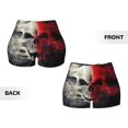 thumbnail image 6 of Yiaed Red And White Screaming Demon Skull Print Women's Athletic Shorts Running Shorts Sporty Short High Waisted Elastic Workout Shorts for Yoga Gym Running & Sports -Medium, 6 of 8