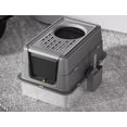 thumbnail image 1 of EastVita Extra Grand Acier Inoxydable Cat Litter Box avec Couvercle Rabattable, Noir Clair, 1 of 1
