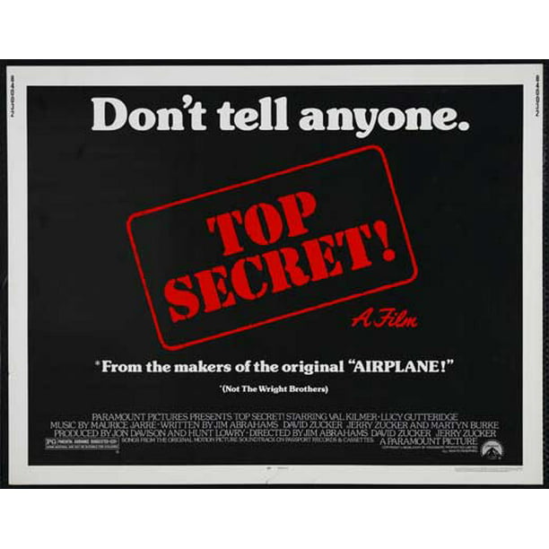 Top Secret Movie Poster Half Sheet Style A 22 X 28 1984 Walmart Com Walmart Com