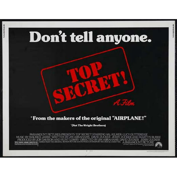 Top Secret Movie Poster Half Sheet Style A 22 X 28 1984 Walmart Com Walmart Com Top Secret Movie Poster Half Sheet Style A 22 X 28 1984 Walmart Com Walmart Com