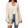 thumbnail image 2 of Womens Oversized Cardigan Sweaters Open Front Cable Knit Lantern Long Sleeve Chunky Outwear Coats Apricot L, 2 of 10