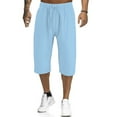 thumbnail image 1 of Innerwin Capri Pants Elastic Waist Men Yoga Pant Beach Solid Color Lightweight Capris Light Blue L, 1 of 3