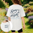 thumbnail image 1 of Hauts Décontractés pour Filles T-Shirt à Manches Courtes Col Rond Imprimé pour Activités Scolaires Extérieures Tissu Extensible Confortable Âges 3-13, 1 of 6