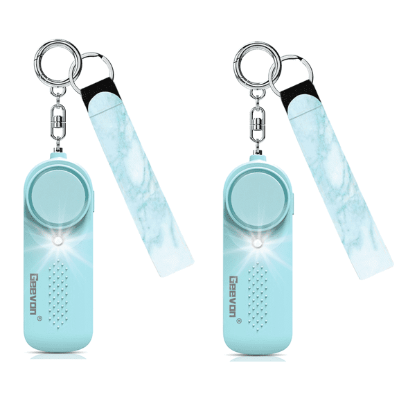 Geevon 2 Pack Personal Safety Alarms, 130DB Safe Sound Self Defense Alarm Siren with Strobe Light, Emergency Security Alert Devices for Women, Men, Elderly, Children (Mint Green - 2 Pack)