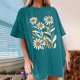 thumbnail image 2 of Faldas Cortas para Mujeres, Impresión de Flores Casual Oversized Camiseta de Manga Corta Top Hecho de 95% Poliéster 5% Spandex para Primavera Verano, Falda Corta de Verano, 2 of 7