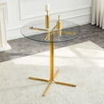 thumbnail image 2 of CQSXDA 36 Inch Round Glass Bar Table with Tempered Top and Sturdy Gold Chrome Plated Support for Small Spaces, 2 of 14