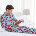 thumbnail image 6 of Naloa Cherry Men’s Pajamas Set - Long Sleeve Button Down Sleep Shirt and Pajama Bottoms Sleepwear Set-Medium, 6 of 7