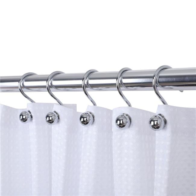 12 PIECE SILVER METAL SQUARES SHOWER CURTAIN HOOKS VINTAGE ANTIQUED WITH CHROME 