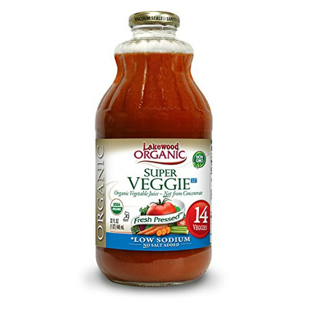Lakewood Organic Super Veggie Low Sodium Juice, 32 Ounce (Pack of 6