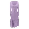 thumbnail image 5 of Gala Dresses for Women Western Style Button Front Ruffle Detail Long Sleeve Maxi Dress Vintage Formal Dress Dress Purple XXL, 5 of 6