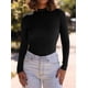 thumbnail image 5 of Remera PRETTYGARDEN para Mujer con Cuello Alto, Manga Larga y Tejido Acanalado en Negro, 5 of 9