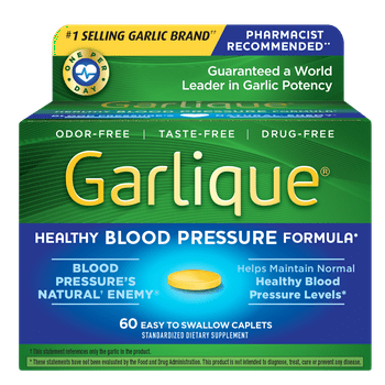Garlique y Blood Pressure Supplement, Odor Free Garlic, 1800 mcg Allicin, 60 Ct