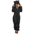 thumbnail image 2 of Women's Winter Plush Hooded Jumpsuit Home Clothes Pajamas Long Sleeves, Soft and Warm, Perfect for Loungewear and Cold Weather Indoors,Dark Gray,L, 2 of 7