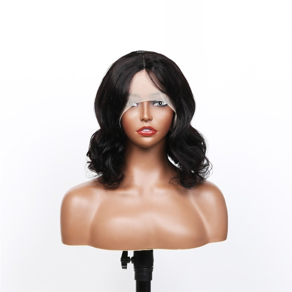 150 Density Body Wave Short Bob Wig Human Hair Pre Plucked Hair black 8 - 16 Inch T Middle Part Lace Bob Wigs for Women