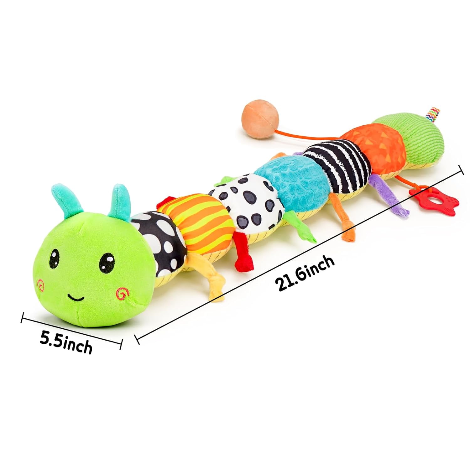 Baby Boy Toys 0-6 Months,Infant Musical Caterpillar Toys Stuffed Animals with Ruler Design,Mirror,Pull String&Ring Bell,Baby Boy Toys 6 to 12 Months,Infant 3 4 5 7 8 9 Months Old Baby Toys
