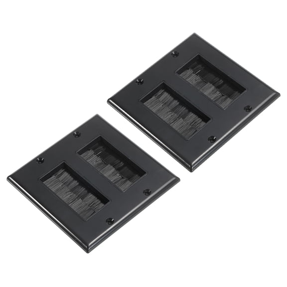 Brush Wall Plate Decoration Wall Panel Double Gang 114mmx114mm Black 2 Pcs