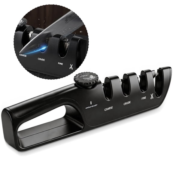 Hima Shilajatun Kitchen Knife Sharpener, 4-in-1 Adjustable Angle Tool for Knives and Scissors