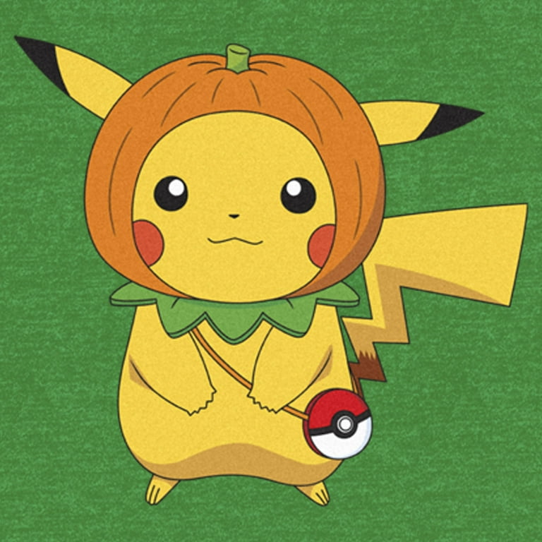 Men's Pokemon Halloween Pumpkin Pikachu Graphic Tee Kelly Heather Large