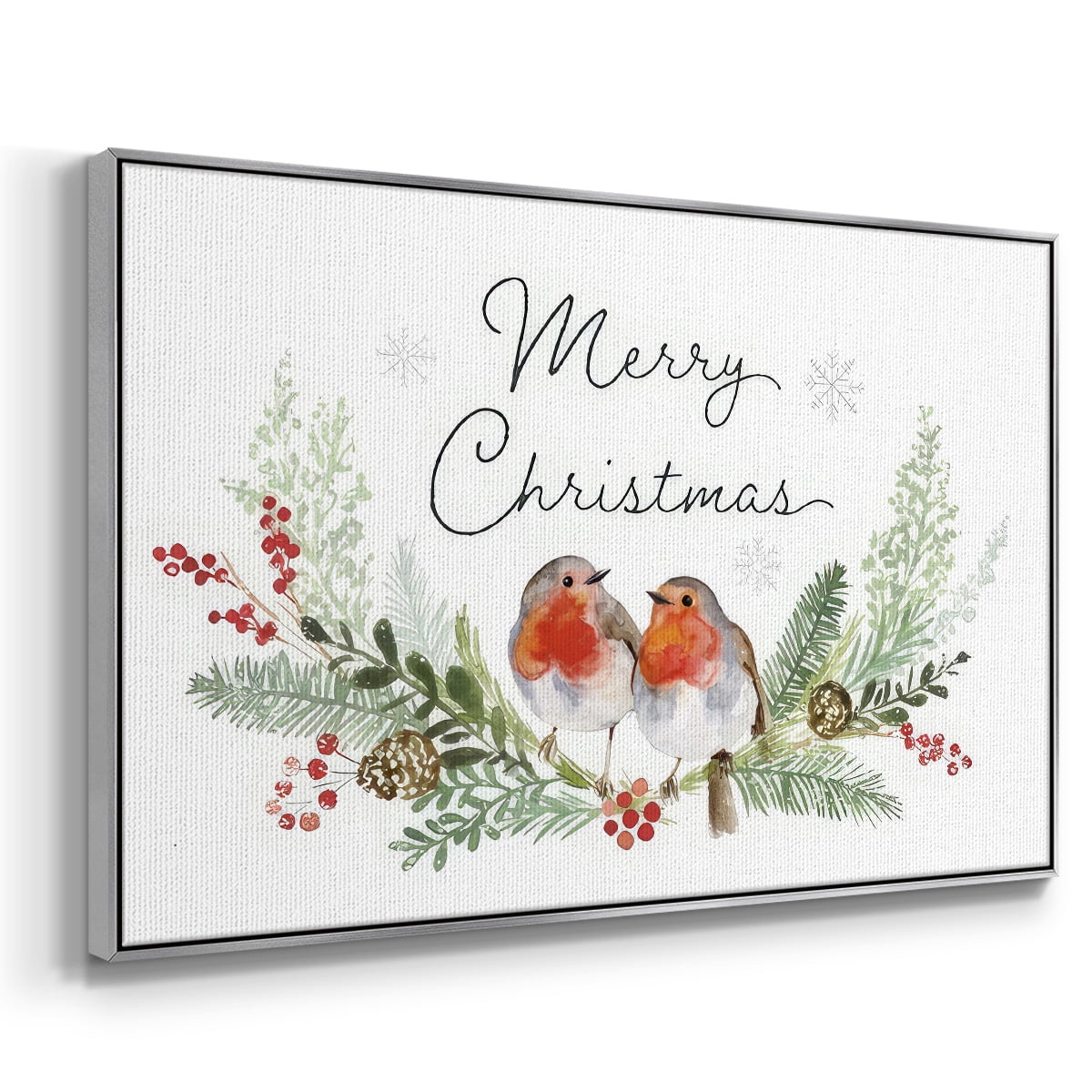 Winter Visitor Collection A - Framed Gallery Wrapped Holiday Canvas - 25 x 37 - Silver Frame