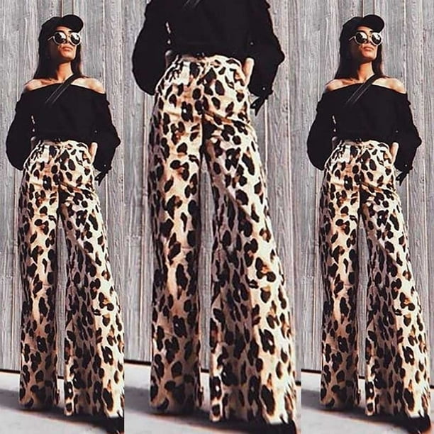 leopard flared trousers