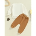 thumbnail image 5 of Nygoyerh Baby Boys Outfit 3M 6M 9M 12M 18M 24M 3T Long Sleeve Crew Neck Bodysuits Letters Print Sweatshirt with Elastic Waist Sweatpants 2PCS Sets Baby Infant Clothing, 5 of 7