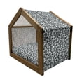 thumbnail image 2 of Leaves Pet House, Dotted Background with Foliage Pattern with Black Stripes Nature, Outdoor & Indoor Portable Dog Kennel with Pillow and Cover, 5 Sizes, Pale Green Slate Blue, by Ambesonne, 2 of 5