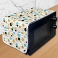 thumbnail image 1 of Abstract Microwave Oven Cover, Trippy Geometric Circles Dotted Yellow Rounds on Zig Zag Lines Background Art Print, Water Resistant Organizer with Pockets for Kitchen, 36" x 12", Aqua, by Ambesonne, 1 of 4