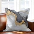 thumbnail image 2 of Marble Texture Throw Pillow Cover Abstract Black Gold Gradient Art Cotton Linen Cushion Cover Throw Pillow Case with Invisible Zipper for Couch Sofa Bed Chair Car 18x18 Inch, 2 of 9