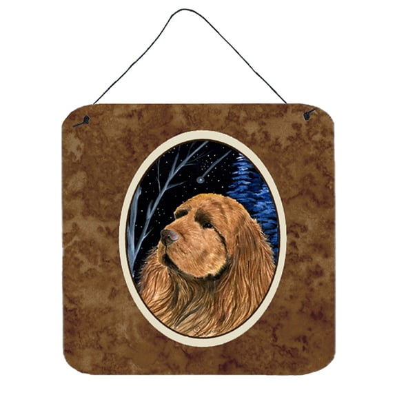 Carolines Treasures SS8391DS66 Starry Night Sussex Spaniel Wall or Door Hanging Prints 6x6 multicolor