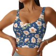 thumbnail image 3 of Goofa Flower Printed Sports Bras for Women, High Impact Running Bra Workout Crop Tank Tops Longline Sports Bra Push up-Small, 3 of 9