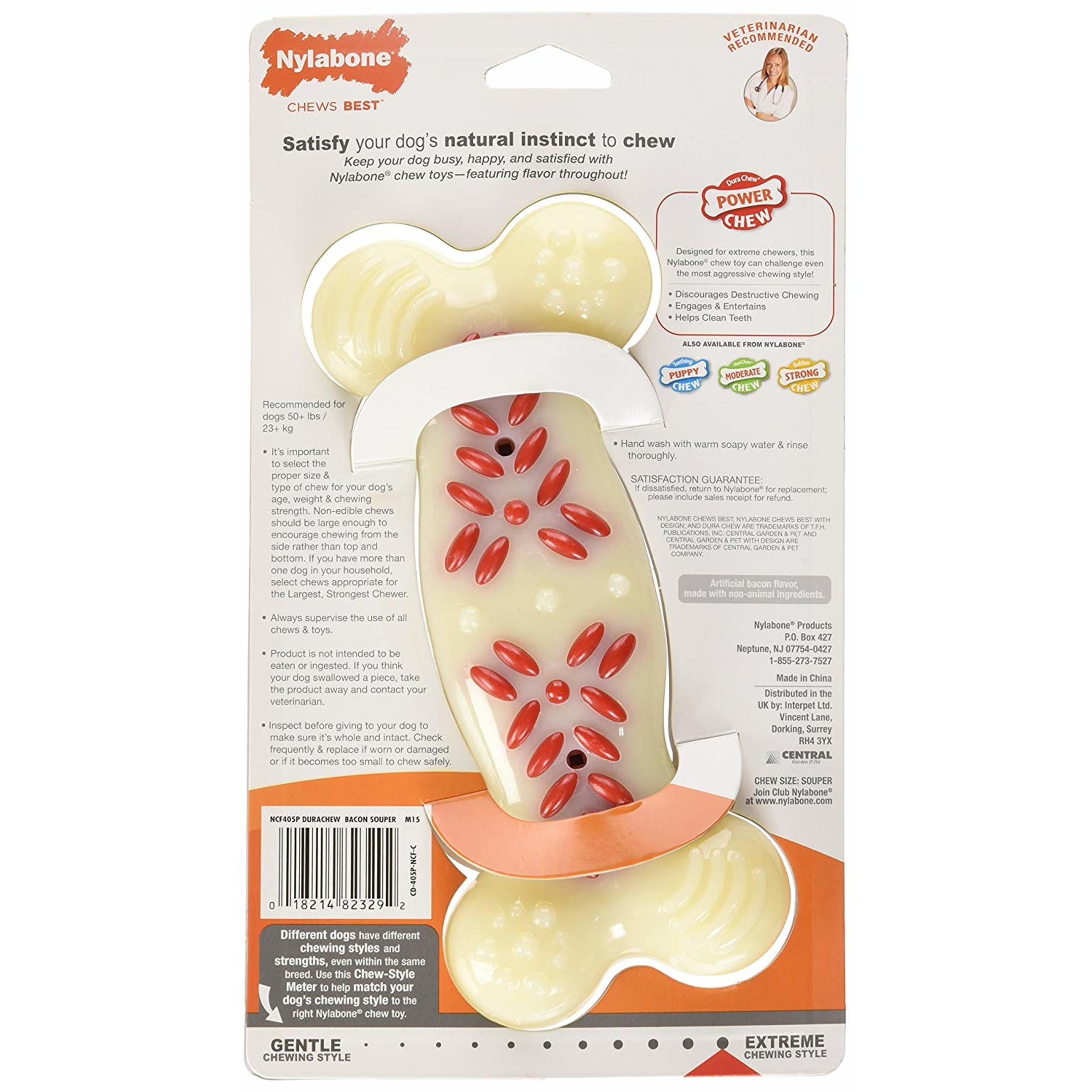 Nylabone Power Chew Action Ridges Chew Toy Bacon X-Large (1 Count)