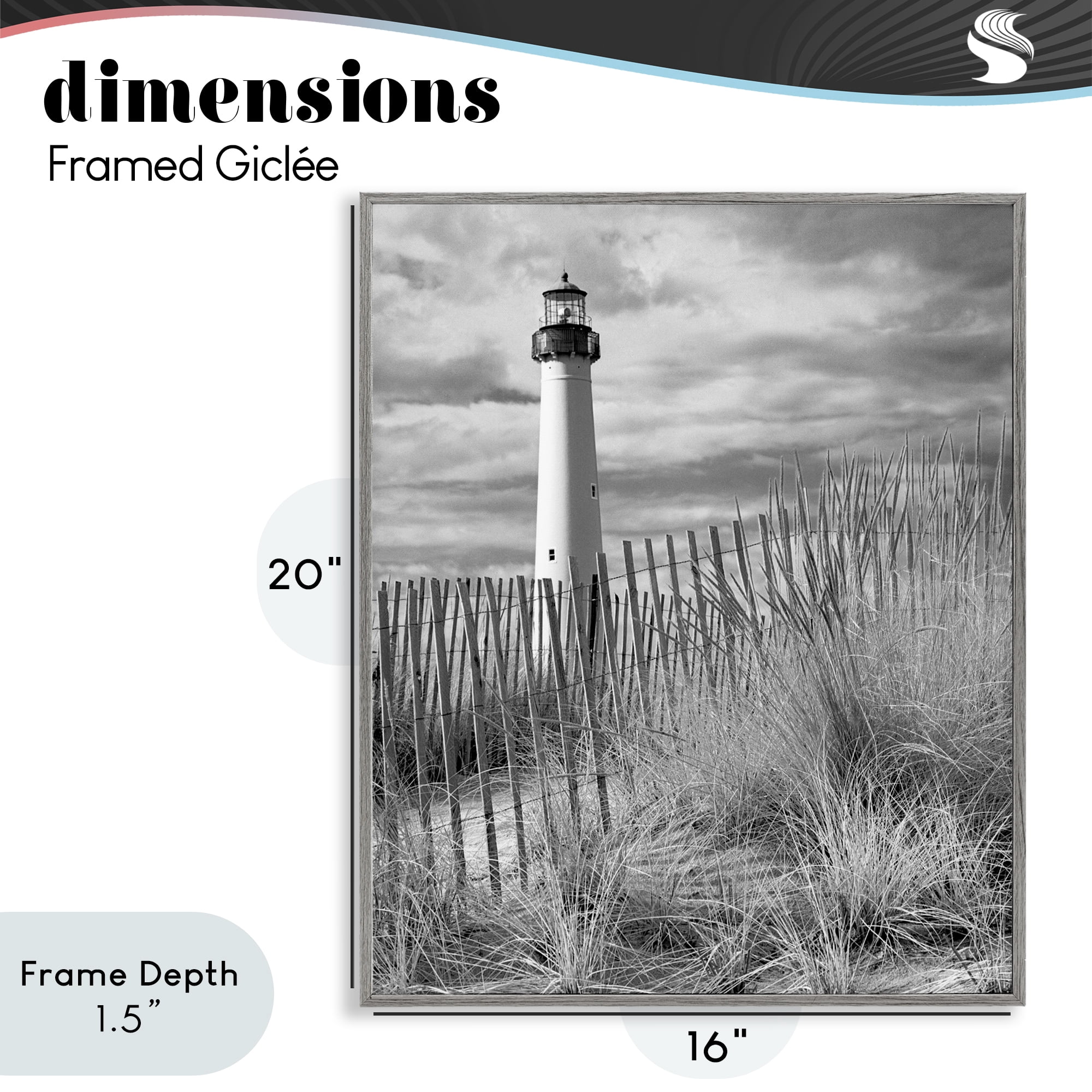 Stupell Industries Cape May Lighthouse View Gray Framed Giclee Art, design by MJ Photography