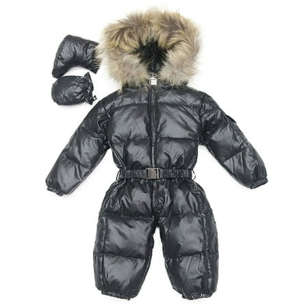 

Voguele Boys Jumpsuit Long Sleeve Playsuit Fuzzy Fleece Romper Holiday Outwear Casual Coat Black 70cm