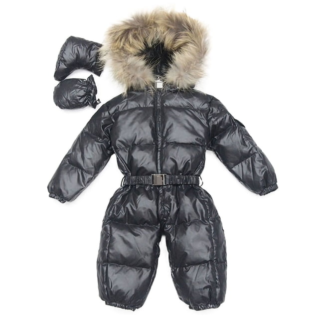 MAWCLOS Barboteuse Fille à Manches Longues Combinaison à Capuche Combinaison Adorable de Vacances en Molleton Duveteux Noir 75cm
