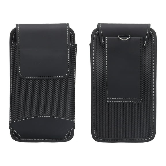 Phone Belt Holder Case for 5.2" Cell Phones, Vertical Nylon Phone Belt Pouch, Black