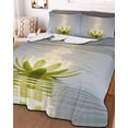 thumbnail image 3 of Quilts Full Size, Zen Meditation Lotus Floral Soft Comforter Bedding Set for Bed, Green Floral Modern Art Lightweight Quilted Bedspread with Pillow Cover(2 Pieces) for All Season, 78x90 Inch, 3 of 6