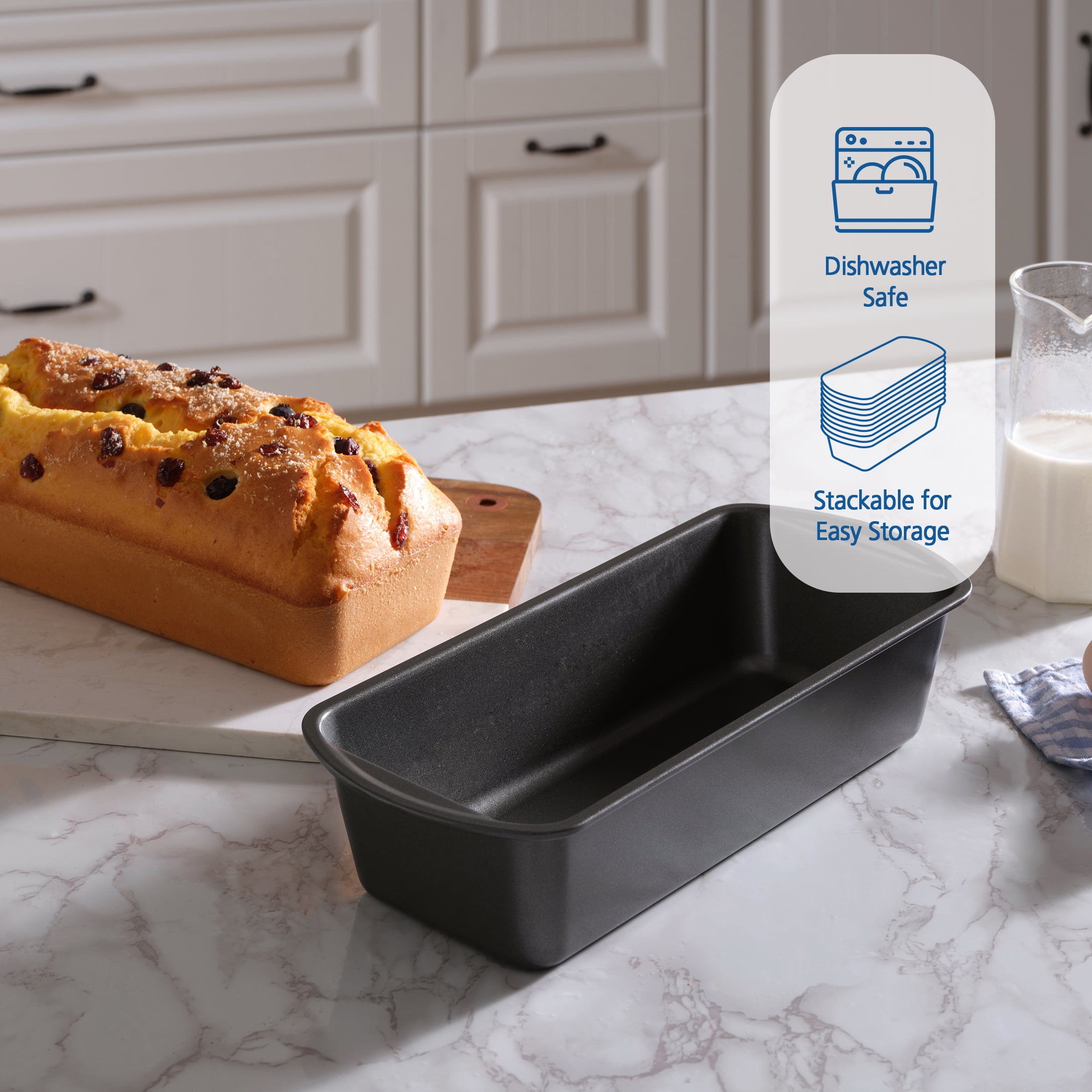 Mainstays Non-Stick Long Bread Loaf Pan, 12''X5'', Gray, Carbon Steel