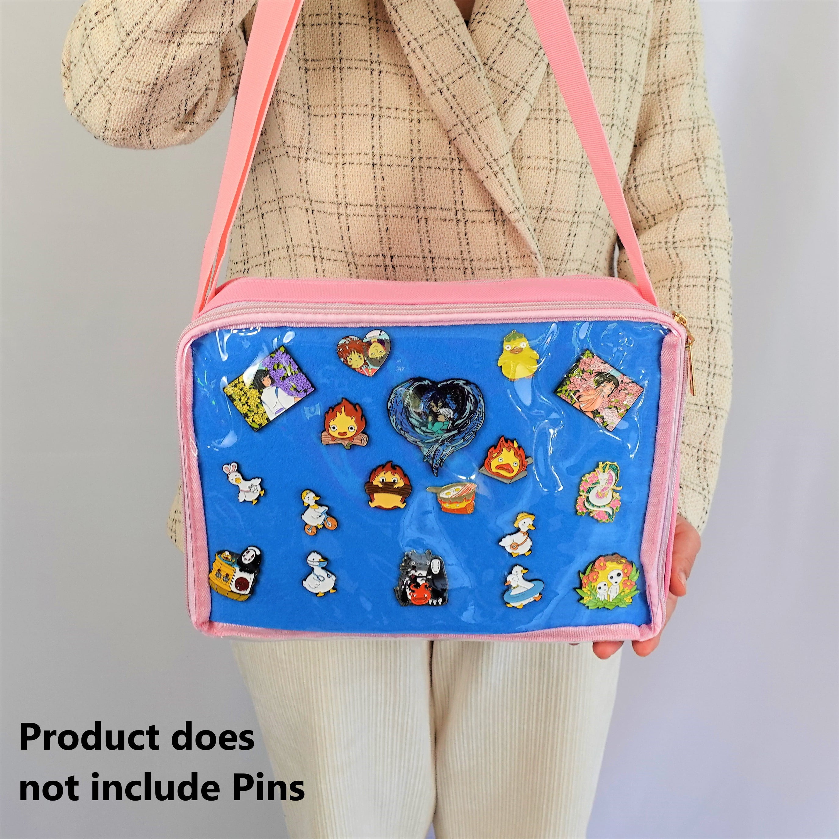 Multi-Color Ita Crossbody Bag and Multi-Color Insert, Ita Messenger Bag, Window Bag, Pin Purse, Pin Display Bag, Ita Bags, Pin Trading Bag, Itabag, Shoulder Ita Bag.