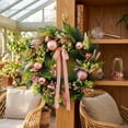 thumbnail image 5 of Artificial Christmas Wreath 17.72 Inch, Front Door Wreath With Pink Bows & Ball Ornaments, Weather‑Resistant Artificial Greenery Wreath For Indoor Outdoor Xmas Holiday Hanging Decor, 5 of 8